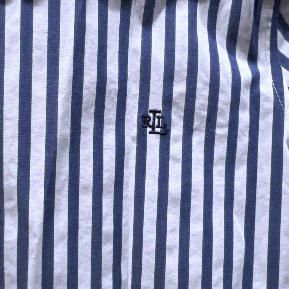 Ralph Lauren Navy and White Striped Button Down Shirt - Picture 4 of 4